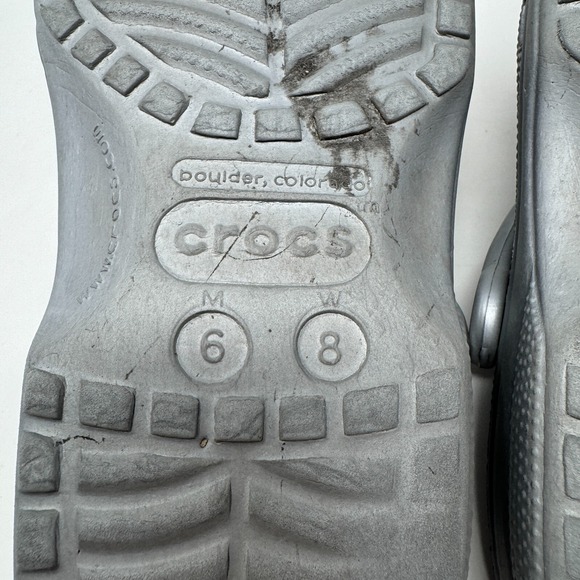 Crocs Clog Silver Sling Back Slip-On Shoes Sandals Classic Men's 6 Women's 8 - Picture 12 of 13
